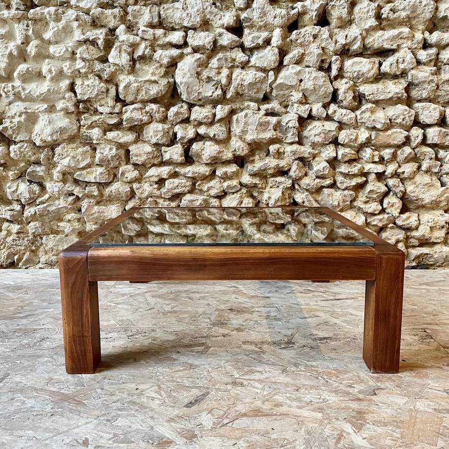 Table basse bois et verre