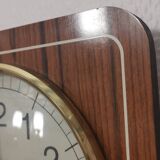 Old wall clock jaz quartz wall clock in formica brown 1960s
