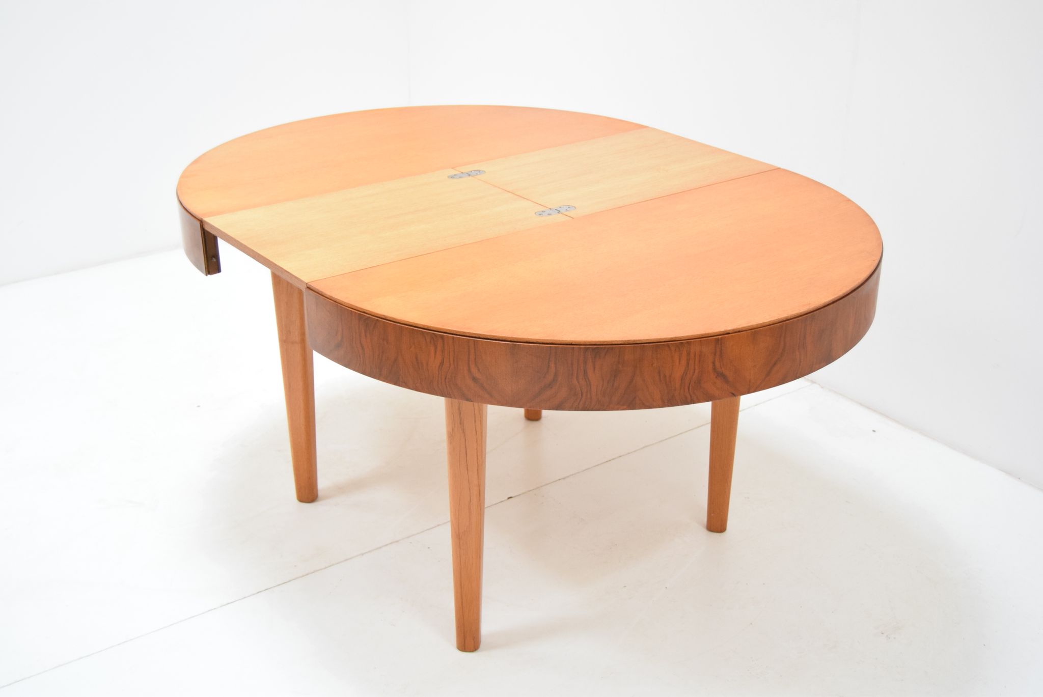 Mid-century  Round Folding dining table  by Jindrich Halabala ,Czechoslovakia,1950‘s.