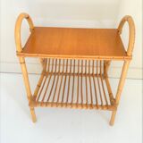 Magazine rack with vintage rattan top