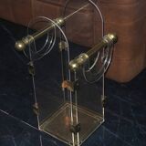 Umbrella stand in brass and clear lucite / plexiglass, 1960s