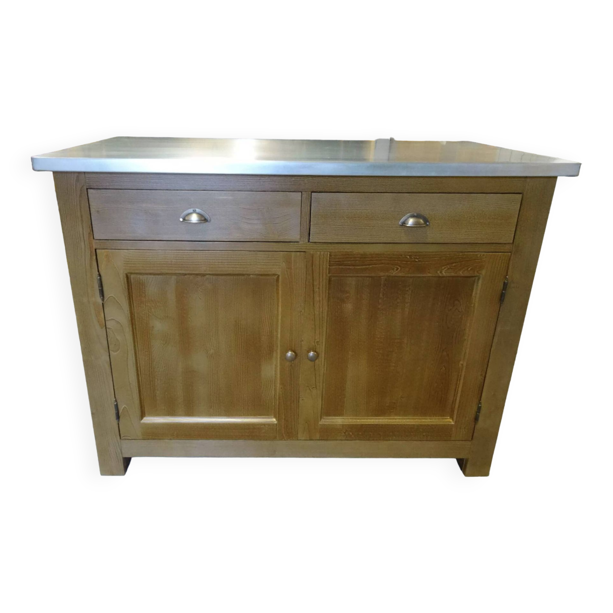 Solid wood sideboard zinc metal top