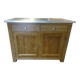 Solid wood sideboard zinc metal top