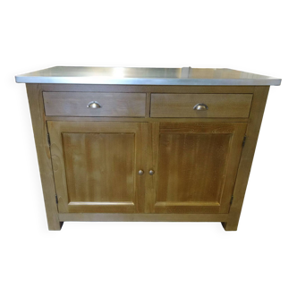 Solid wood sideboard zinc metal top