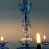 Venetian glass chandelier in blue Murano, circa 1980.