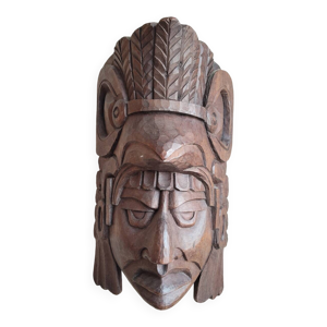 Masque mural en bois