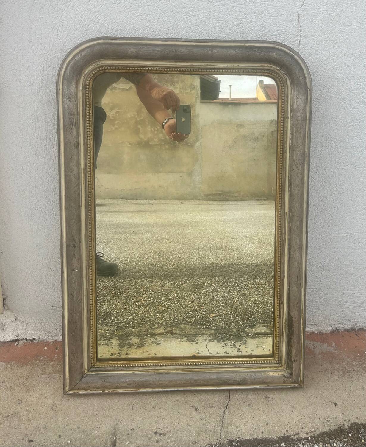 Louis-Philippe 19th century silvered wood mirror