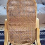 Rocking chair in arched wood and cane