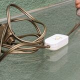 Lamp base in sculpted terracotta featuring birds, signed.