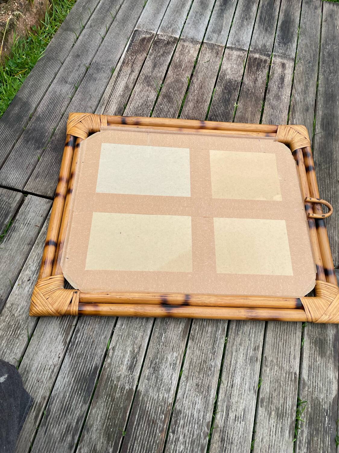 Miroir bambou rectangulaire vintage 1970