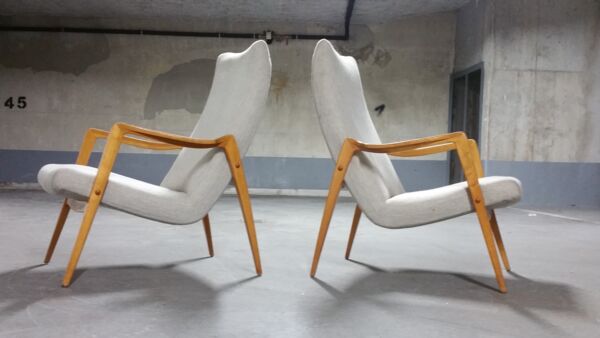 Fauteuil scandinave danois pieds  compas années 50