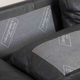 Black leather mid century 2,5 seater sofa