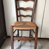 Wooden and straw chairs