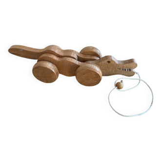 Wooden pull-along crocodile