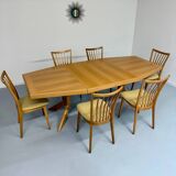 Antique octagonal solid wood extendable table, Girsberger design