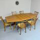 Ancienne table en bois massif octogonal a rallonge design Girsberger