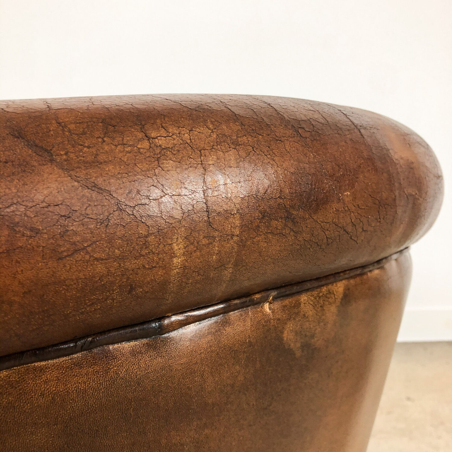 Vintage sheep leather club chair