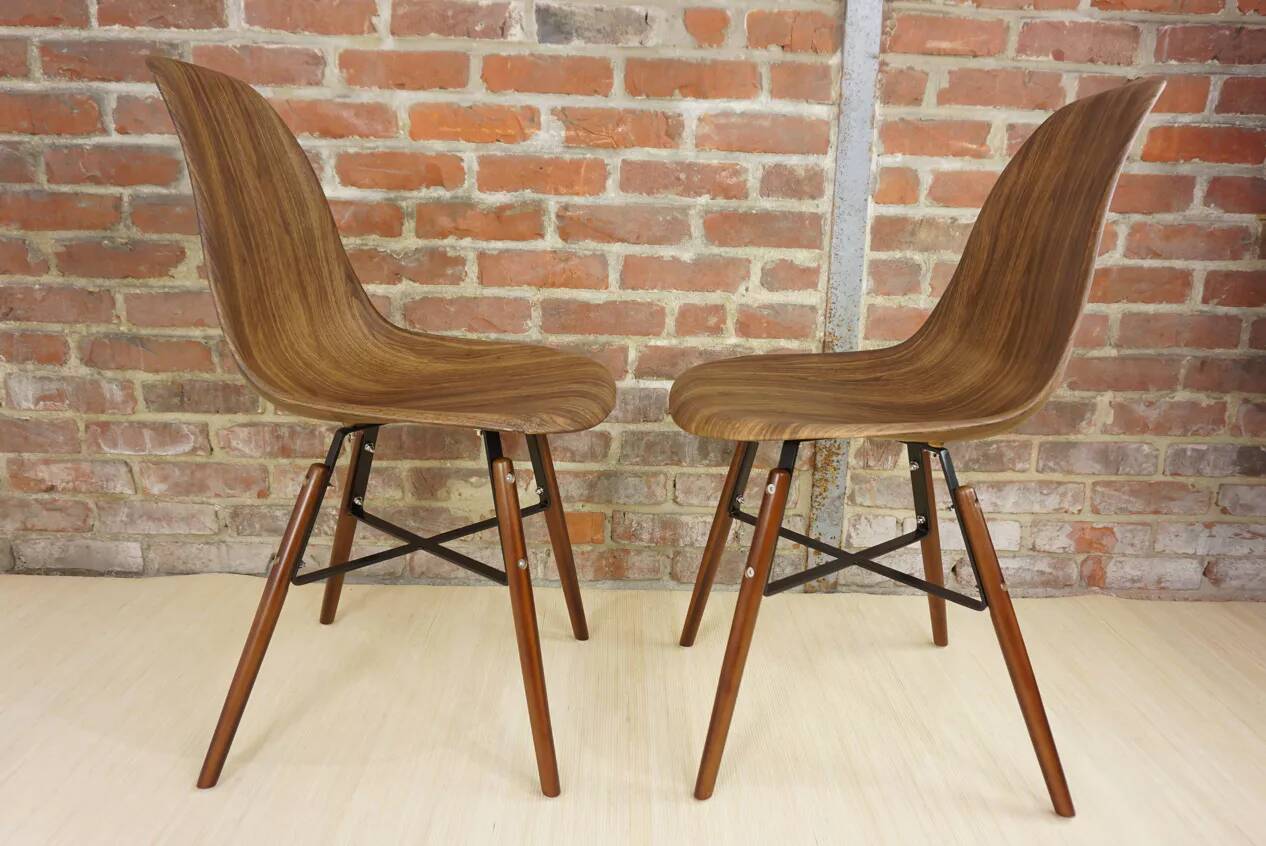 4 chairs in abs, wood and metal