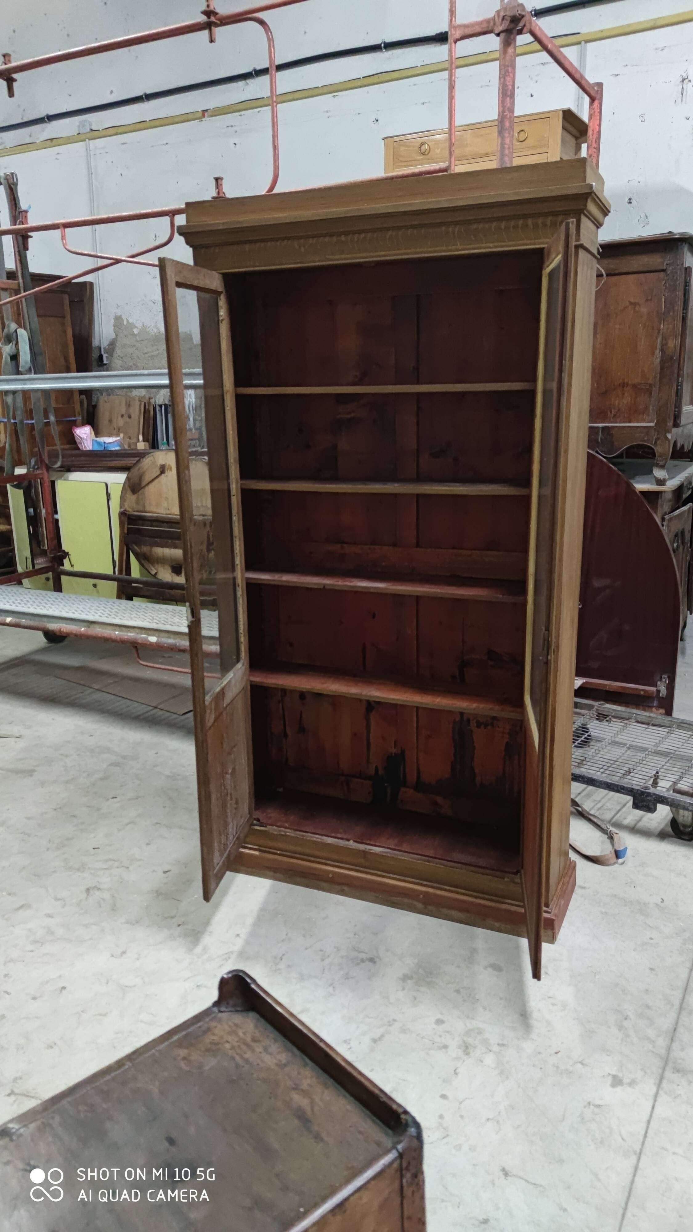 Trompe l'oeil painted library in the style of oak, circa 1870
