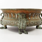 Repelled copper planter with acanthus and cast bronze legs, 1900s
