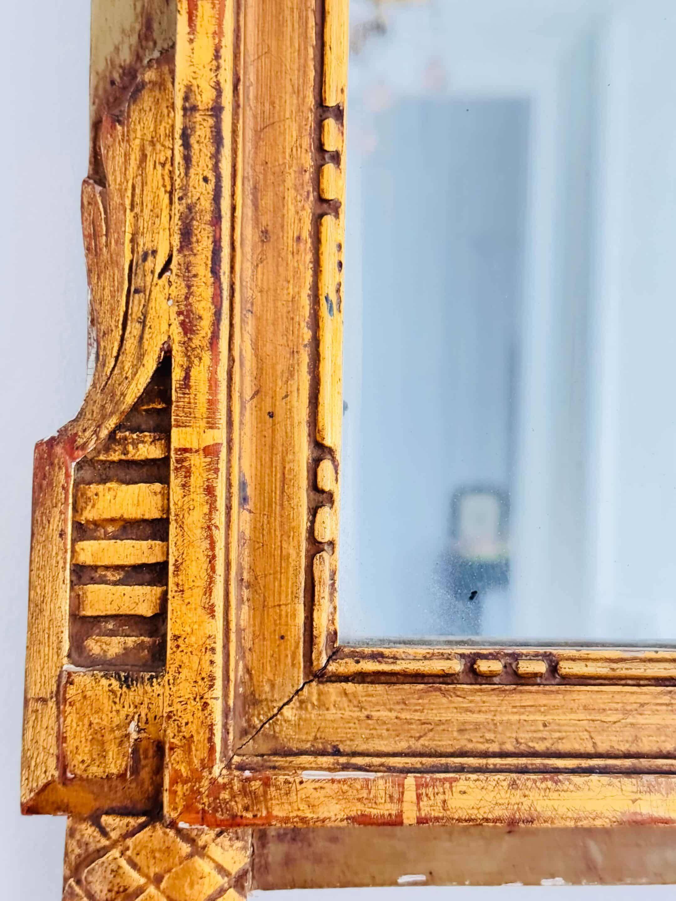 Louis XVI style giltwood pediment mirror