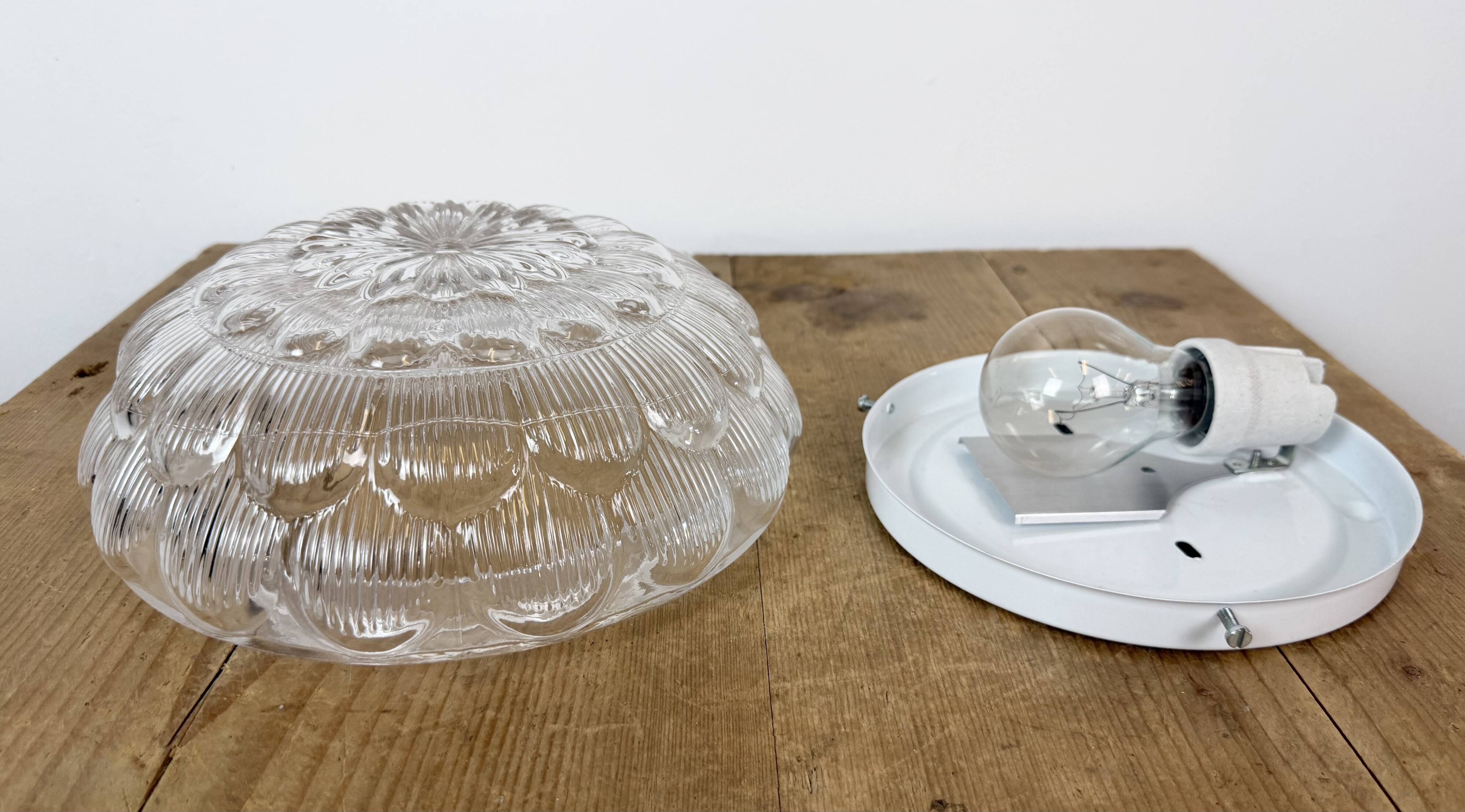 Vintage Glass Wall or Ceiling Light, 1970s
