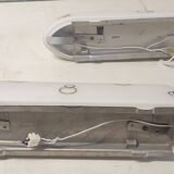 Duo of opaline glass and gold decor wall lights - 50s/60s