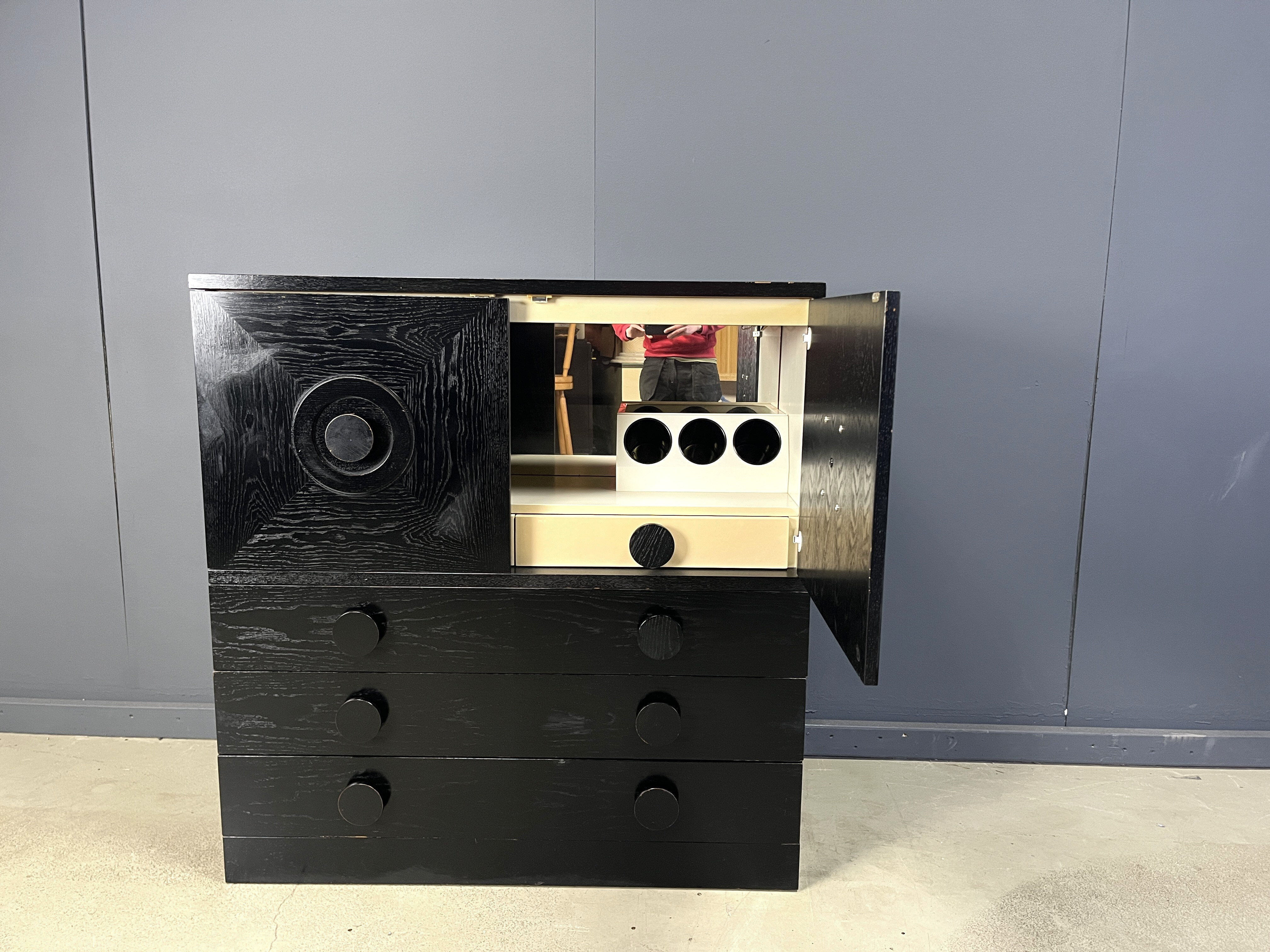 Black brutalist bar cabinet, 1970s