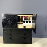 Black brutalist bar cabinet, 1970s