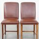 Set of 4 English style dining chairs in cognac-colored leather