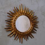 Mid-century italian wooden sun mirror, 1950s
