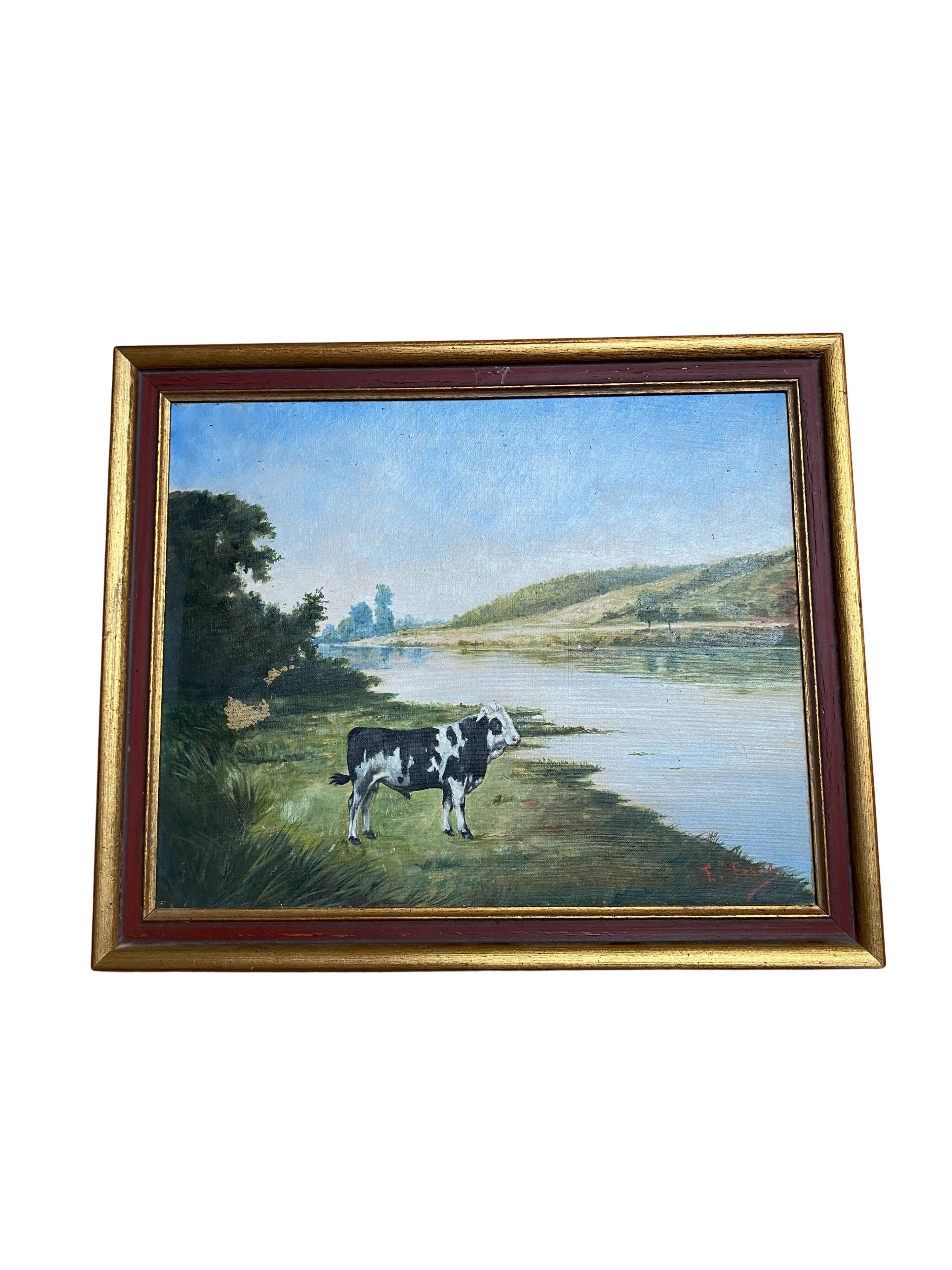Cow by a River – French School, late 19th century