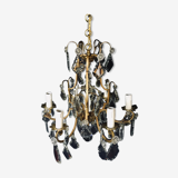 Cage chandelier 6 lights in bronze and crystal