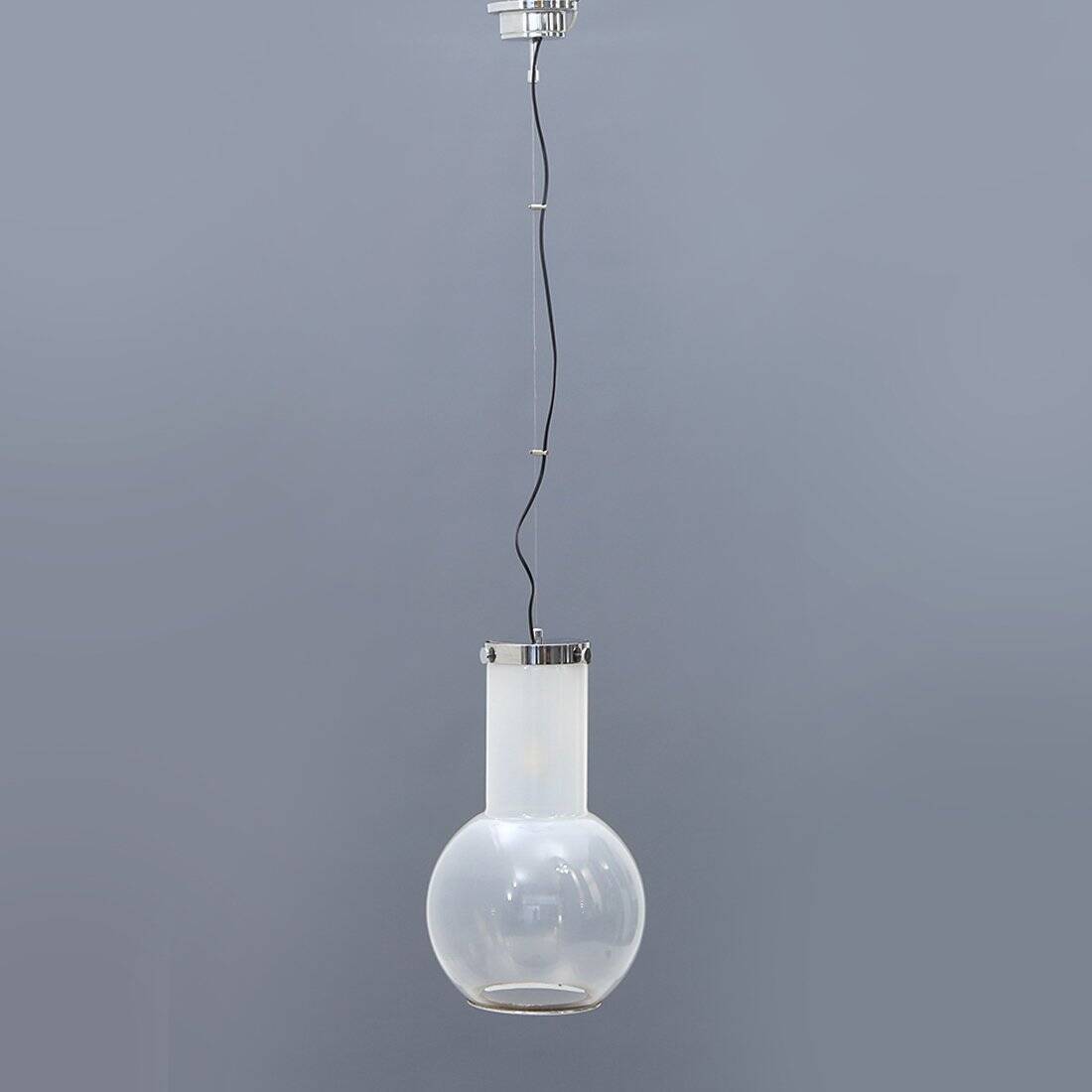 Glass and chrome metal ceiling light, 1970s