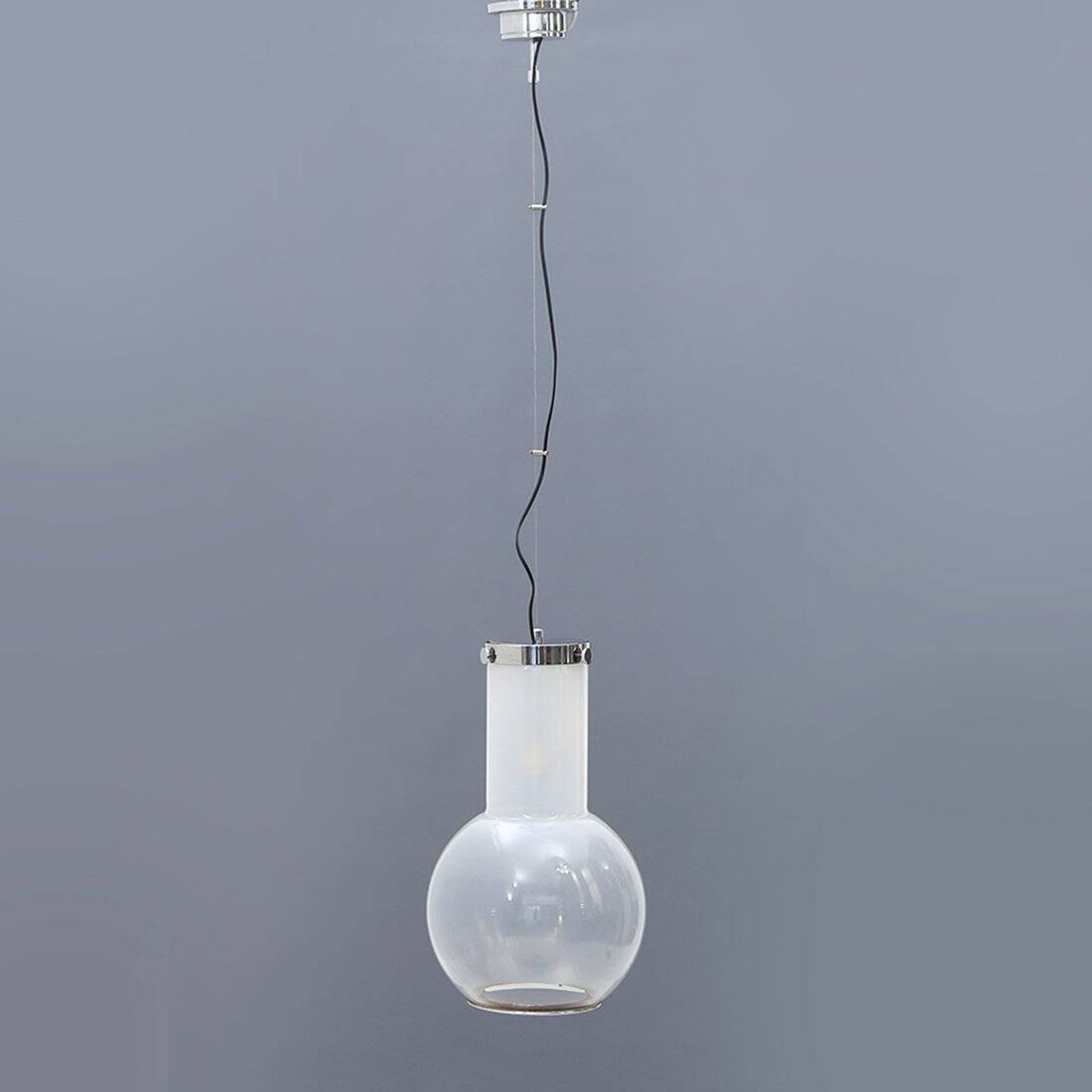Glass and chrome metal ceiling light, 1970s