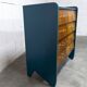 Commode scandinave 1960 atypique bleu Satiné 4 tiroirs