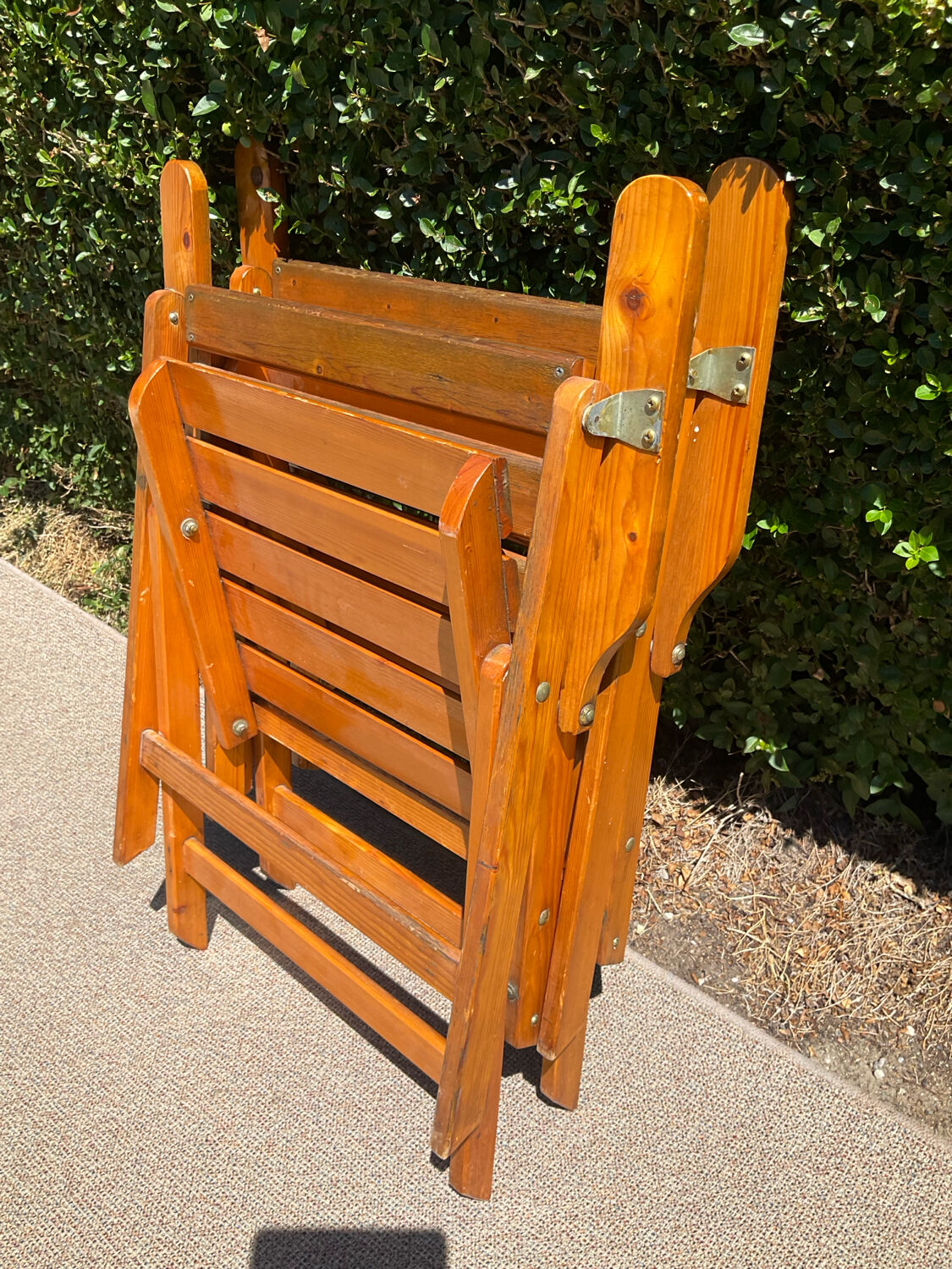 Pair of vintage wooden folding armchairs