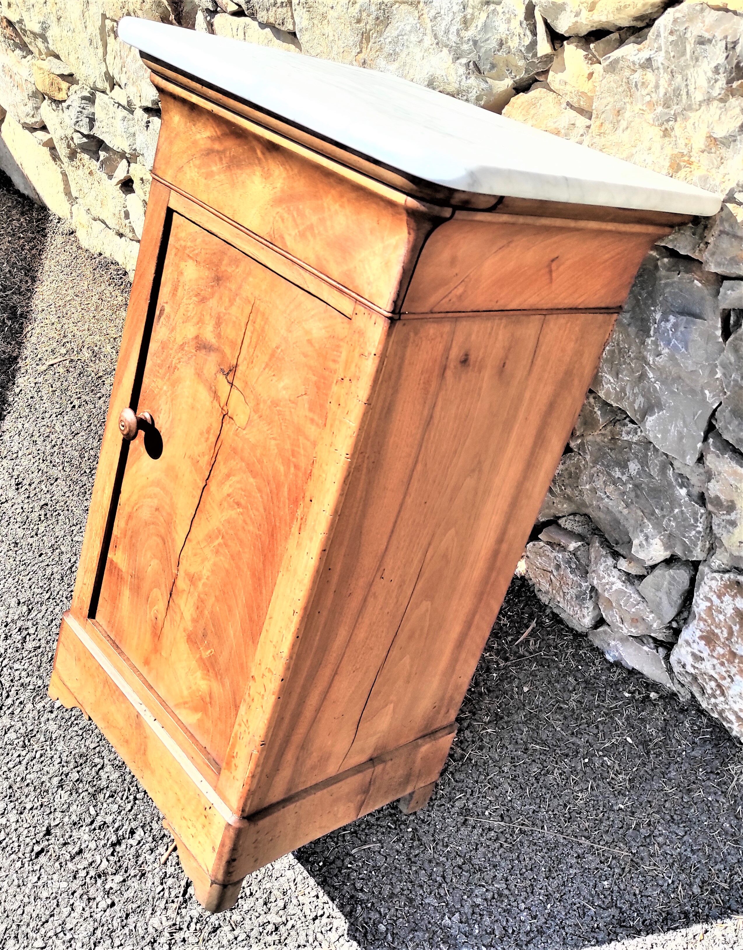 Bedside Louis Philippe with white marble
