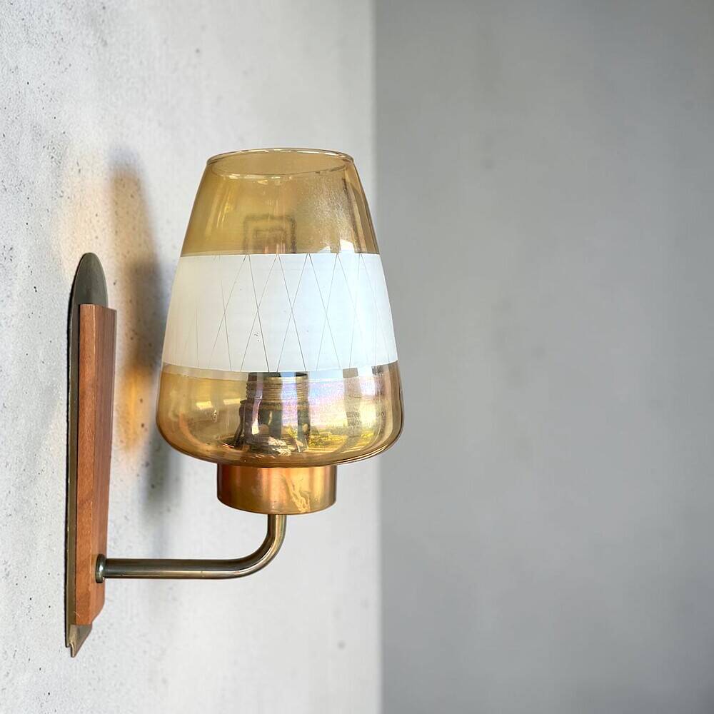 Applique murale en teck danois moderne avec verre