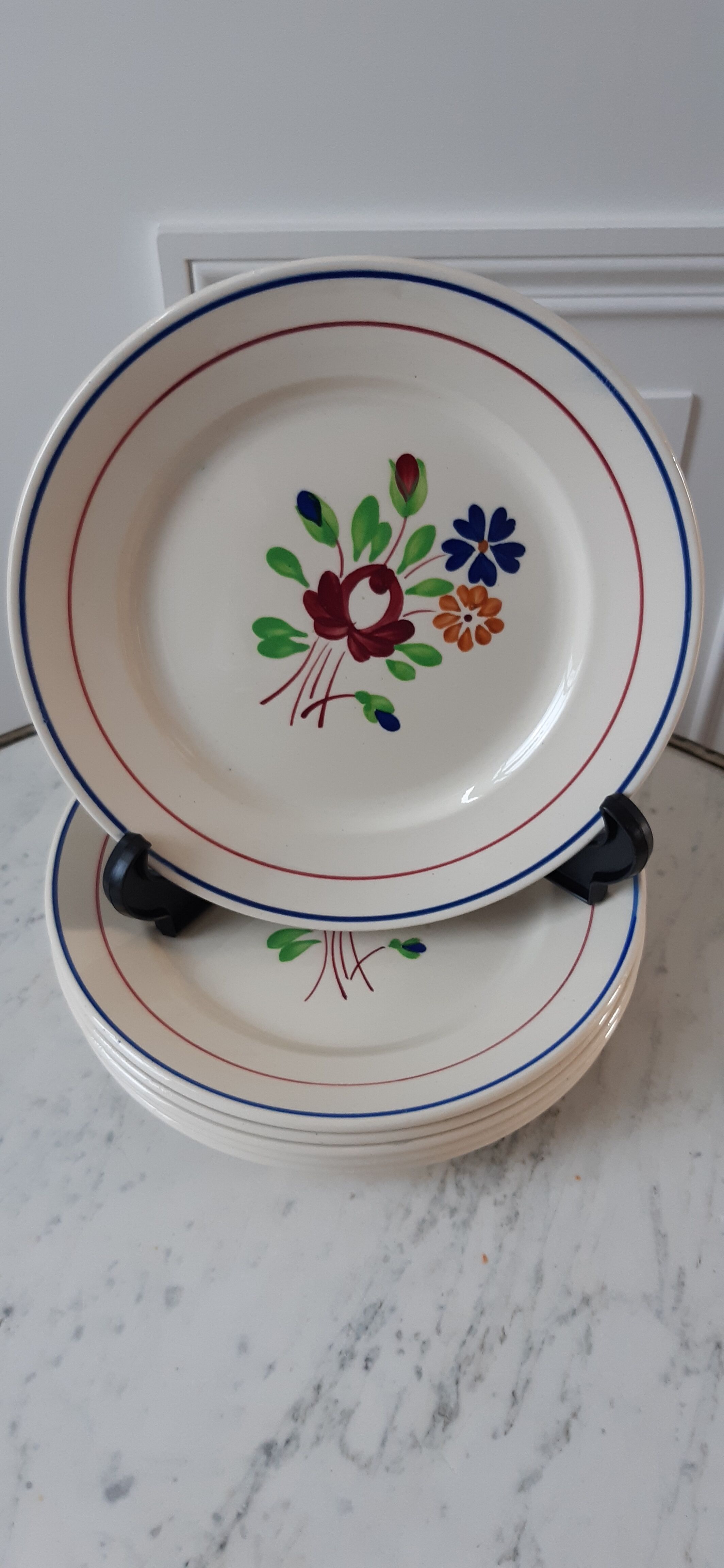 Set of 6 dessert plates Luneville model Chantilly