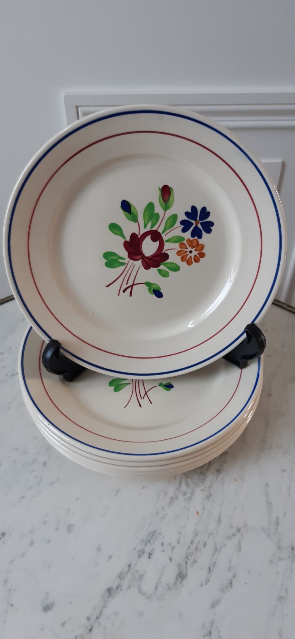 Lot de 6 assiettes à dessert Luneville modèle Chantilly