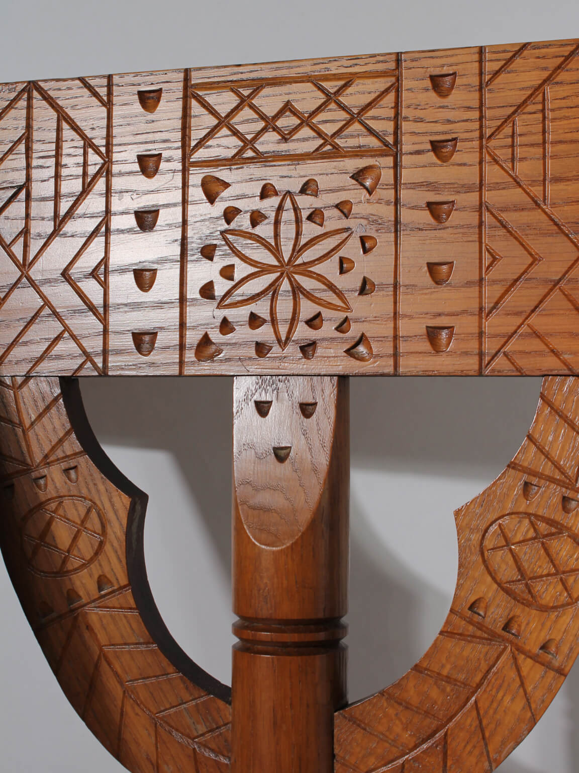 Swedish Carved Oak Monk Chair, 1930s