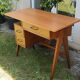 Bureau vintage années 50 pieds compas – bois clair – 100 x 50 cm