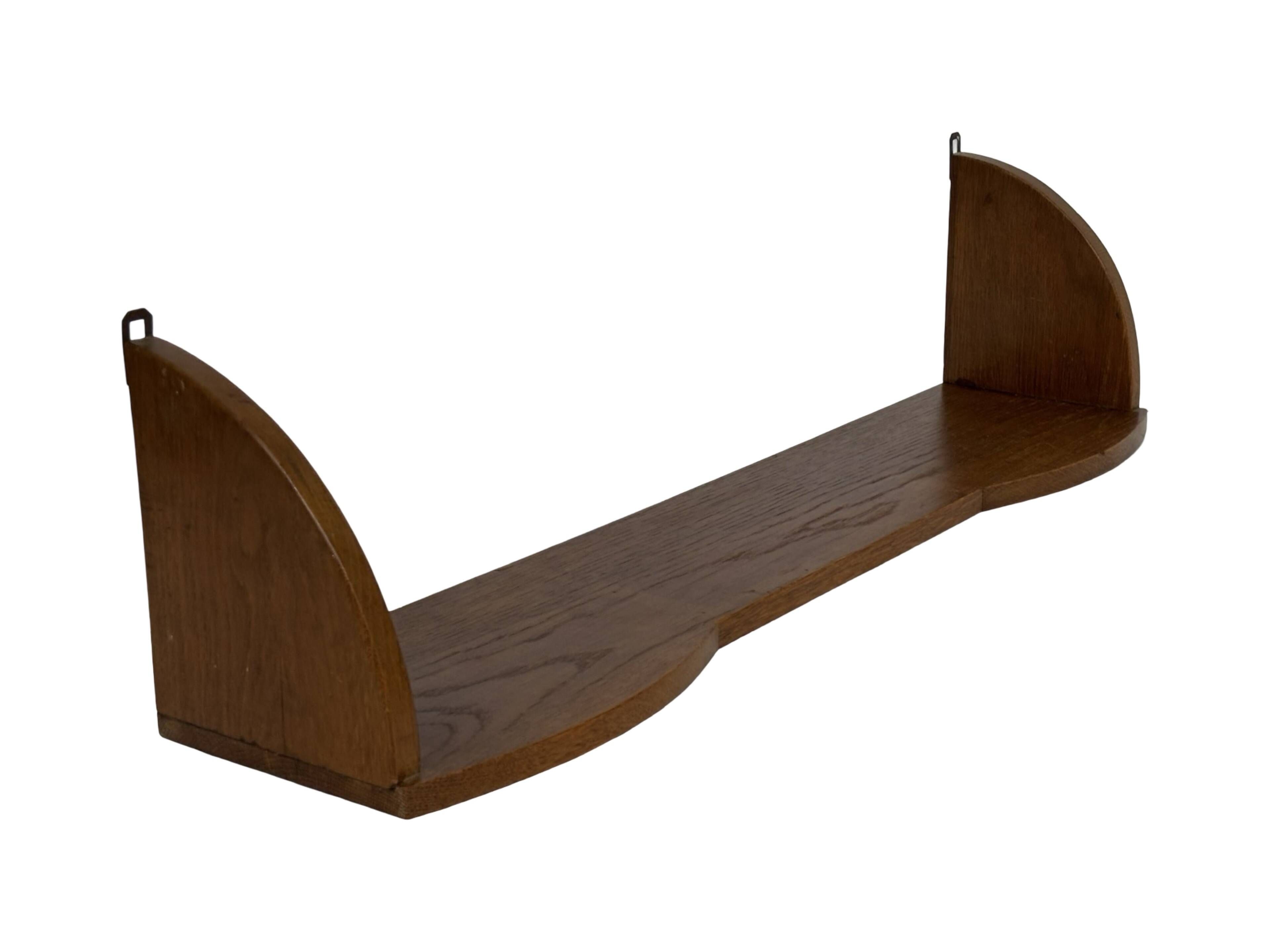 Vintage wooden wall shelve rack bookshelf in oak wood minimalist