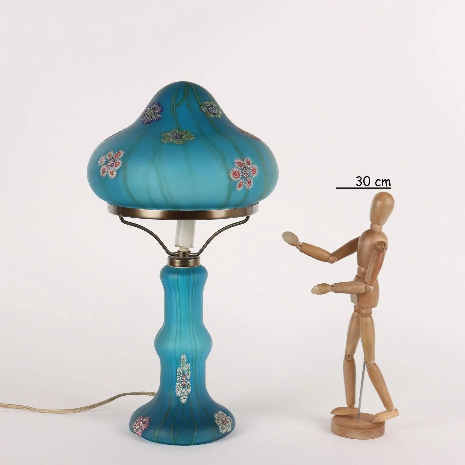 Lampe de table vintage années 1950 Millefiori par F.lli Toso en verre, Italie