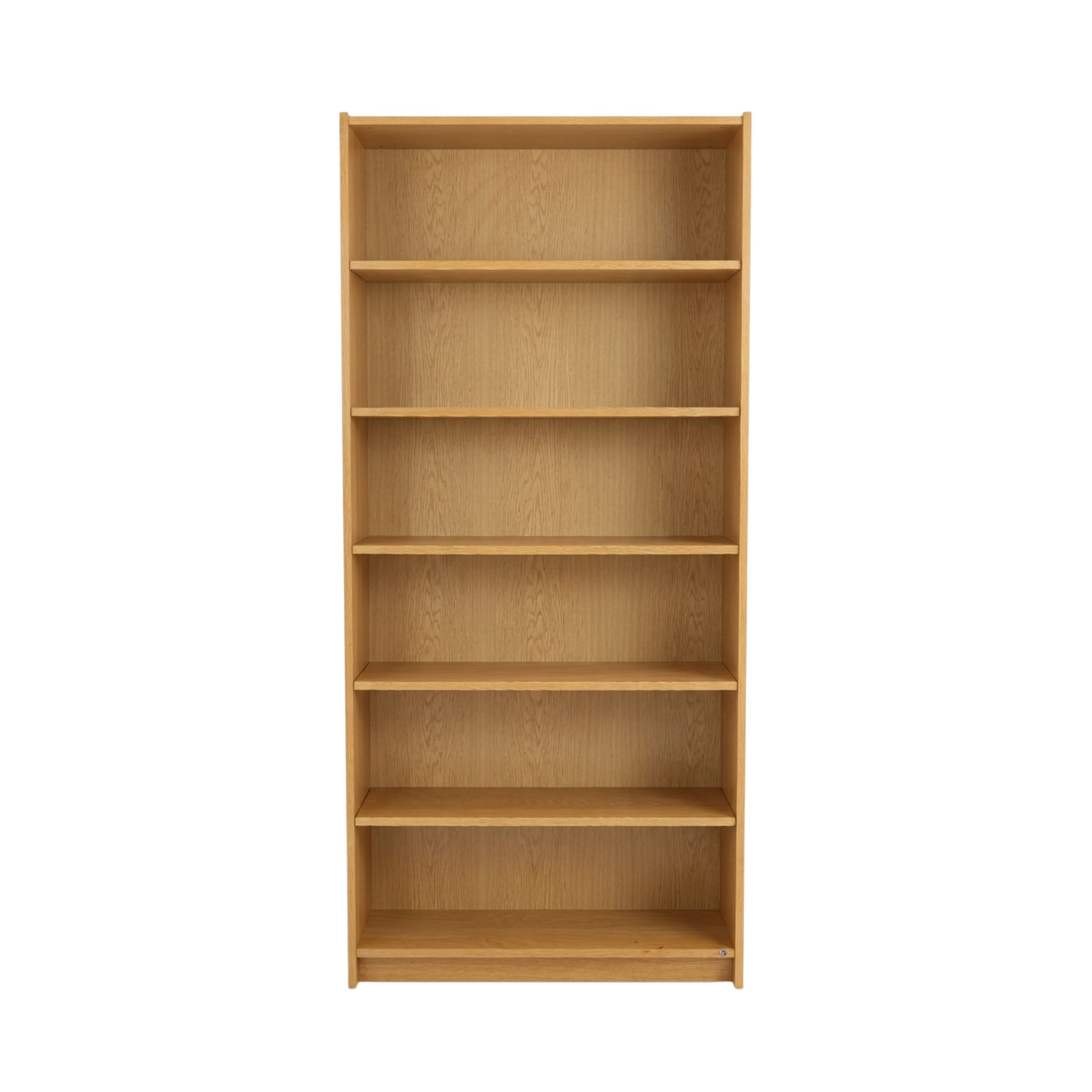 Vintage Scandinavian oak veneer library - 200 cm - modular shelves, 20th century