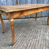 Antique Louis XV style farmhouse table in solid cherry wood.