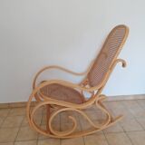 Wooden and cane rocking chair