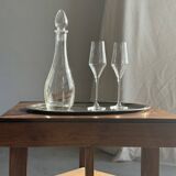 Large oval engraved platter in silver-plated metal 34x45.