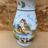 Ancien vase e. tessier la licorne céramique blanche décor peint vintage